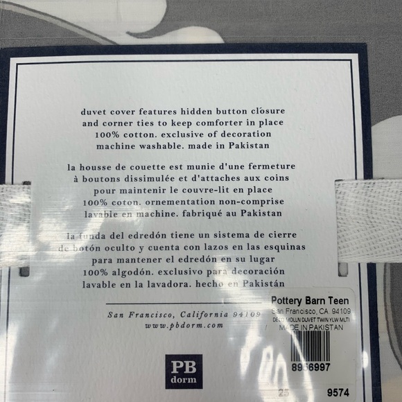 New Pottery Barn Teen Twin Duvet Cover Cotton - Picture 4 of 4